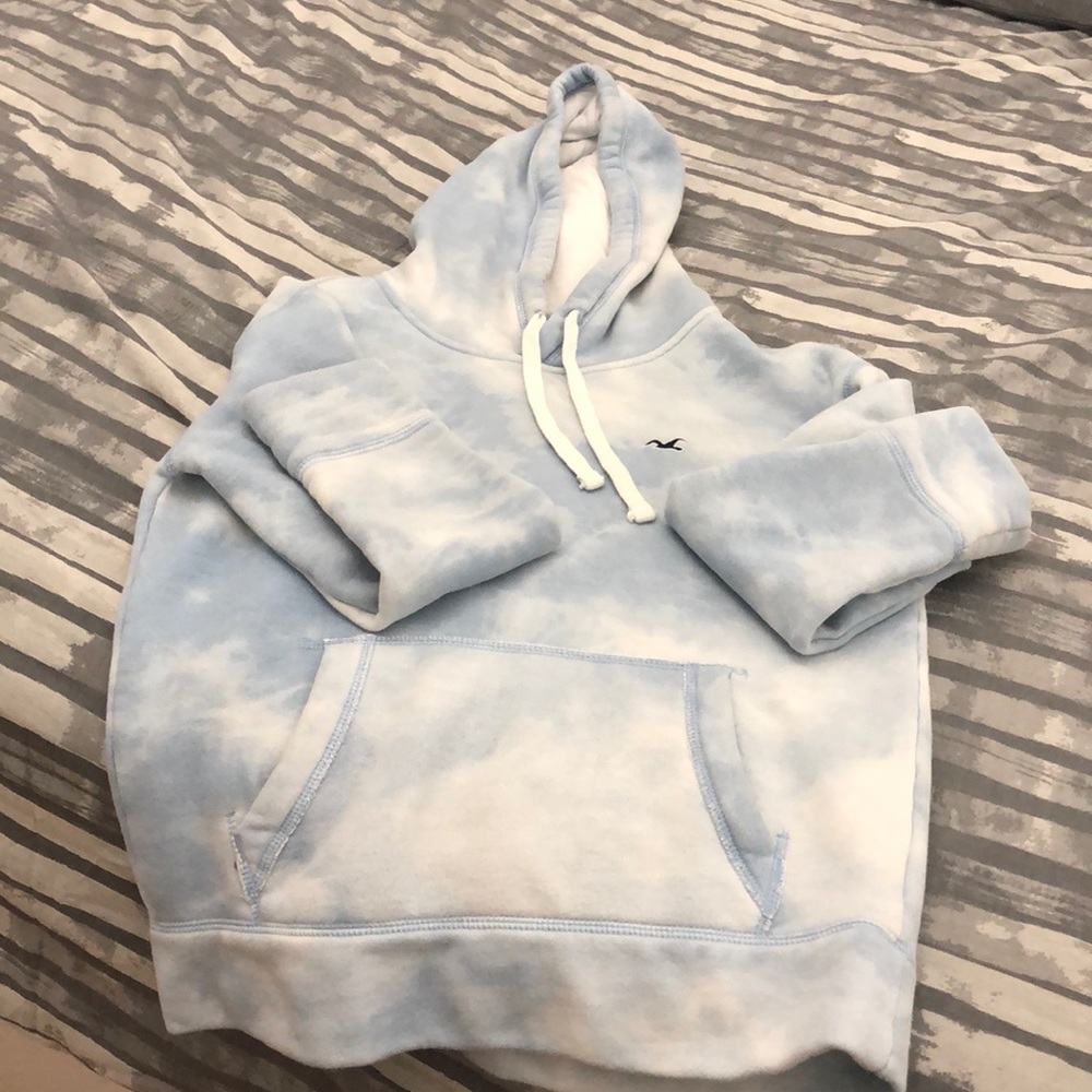 blue tie dye hollister hoodie